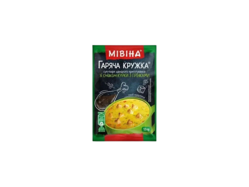 Mivina Horký hrnek instantní krémová kuřecí polévka s krutony