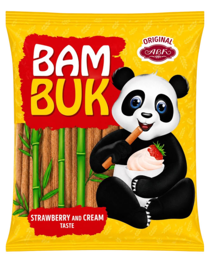 ABK "Bam-Buk s jahodovou příchutí", vícezrnné křehké tyčinky ABK "Bam-Buk s jahodovou příchutí", vícezrnné křehké tyčinky