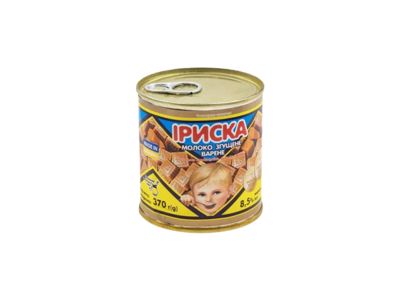 Pervomajsk Slazené kondenzované mléko vařené „Iriska“, 8,5 % tuku, 370 g