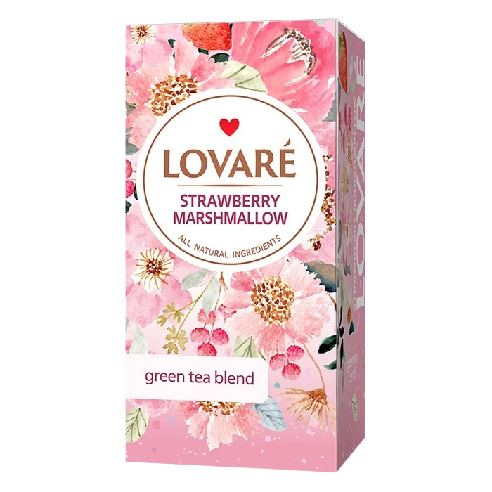 LOVARÉ Strawberry Marshmallow 36g (24 sáčků, zelený čaj)